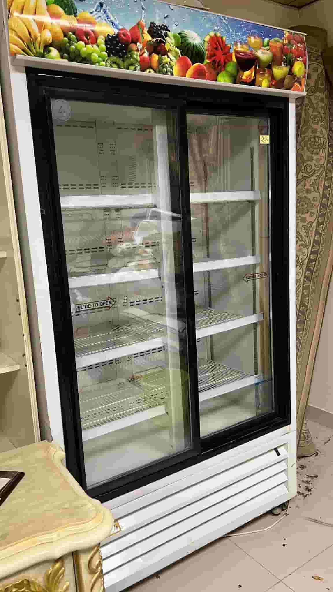 large glass refrigerator