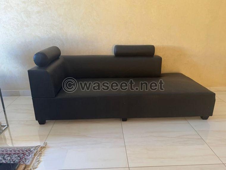 Black leather sofa  0